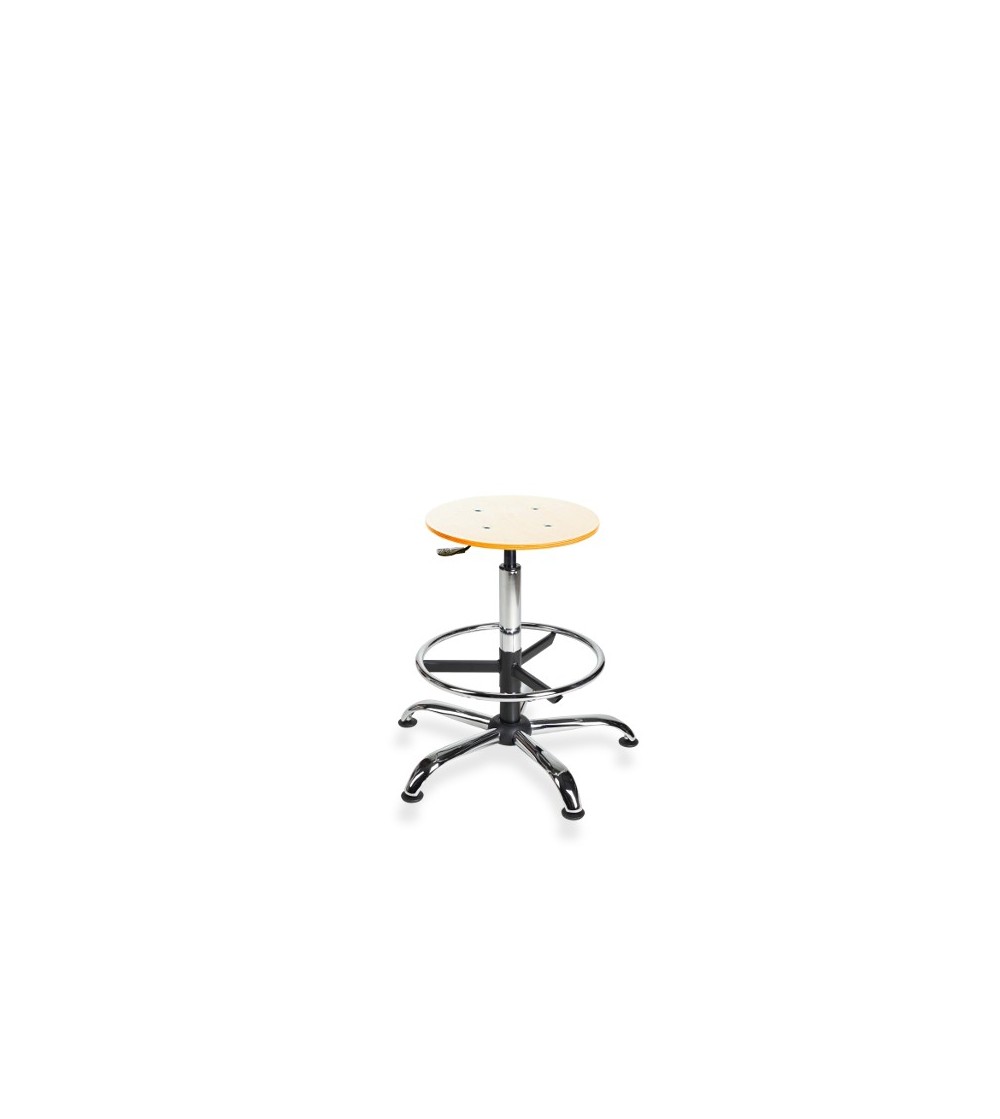 Taboret - stołek warsztatowy ze sklejki BlackTab 02, podnóżek, stopki, chrom
