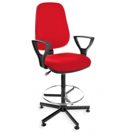 Wysokie krzesło KomfortMax z podłokietnikiem, podnóżkiem, na kółkach