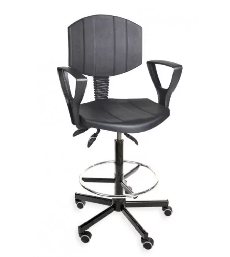 Krzesło przemysłowe PurActive asynchro podnóżek, kółka, podłokietniki