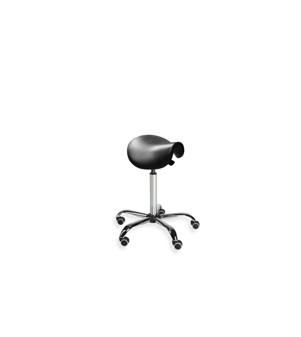 Taboret - siodło PurDżokej z pianki integralnej - na kółkach, chrom