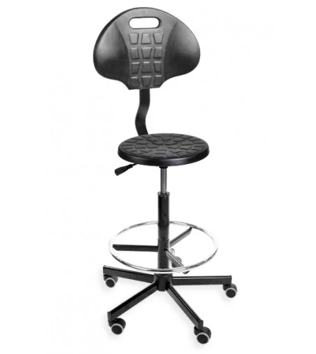 PurTab back H+RING WH - taboret laboratoryjny z oparciem i podnóżkiem
