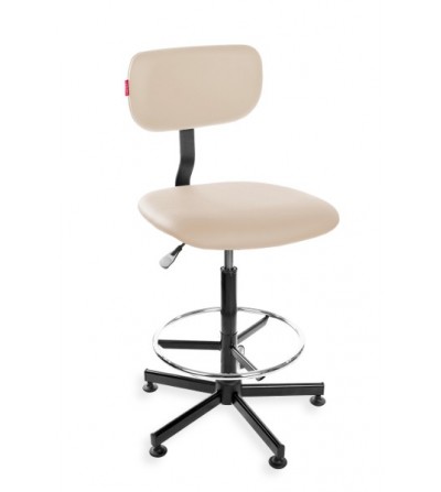Ergonomiczne krzesło laboratoryjne Black Eco, podnóżek, stopki, ekoskóra