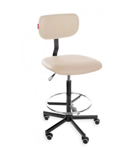 Podwyższane krzesło laboratoryjne Black Eco, na kółkach, podnóżek