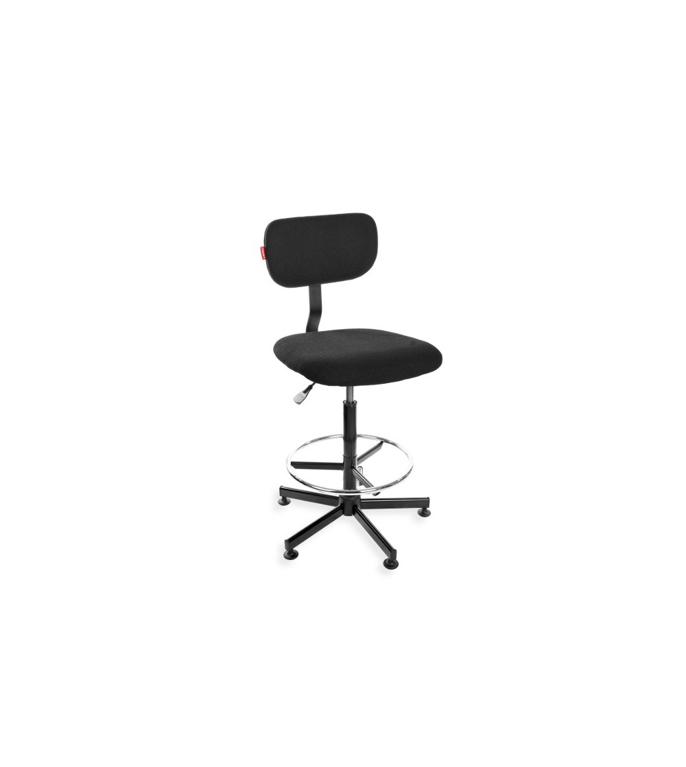 Podwyższane ergonomiczne krzesło szwalnicze Black 01, podnóżek, stopki